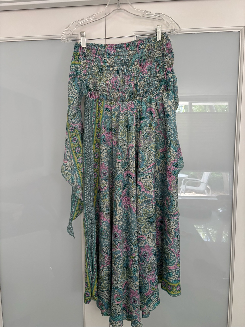 India Boutique Teal & Pink Paisley Smocked Circle Skirt